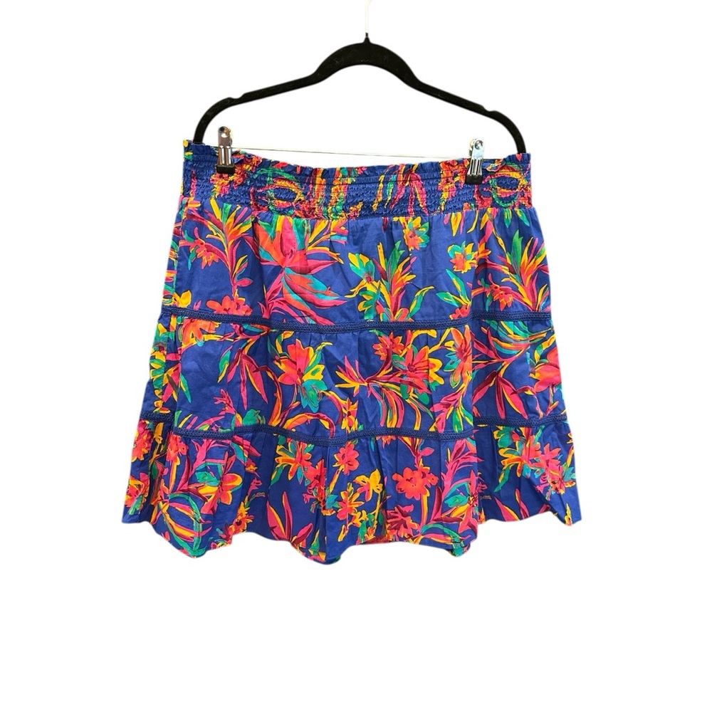 J. Crew Blue and Pink Bubble Mini Skirt Tiered Resort Wear